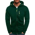 thumbnail image 2 of Jinhomg Fleece Full Zip Hoodies for Men Lightweight Fashion Long Sleeve Sweatshirts Slim Fit Sports Hooded Jacket Fall Tops with Zip Pocket Green,M, 2 of 6