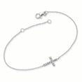 thumbnail image 1 of 925 Sterling Silver with Cubic Zirconia Sideways Cross with 1inch Extender Bracelet, 1 of 1