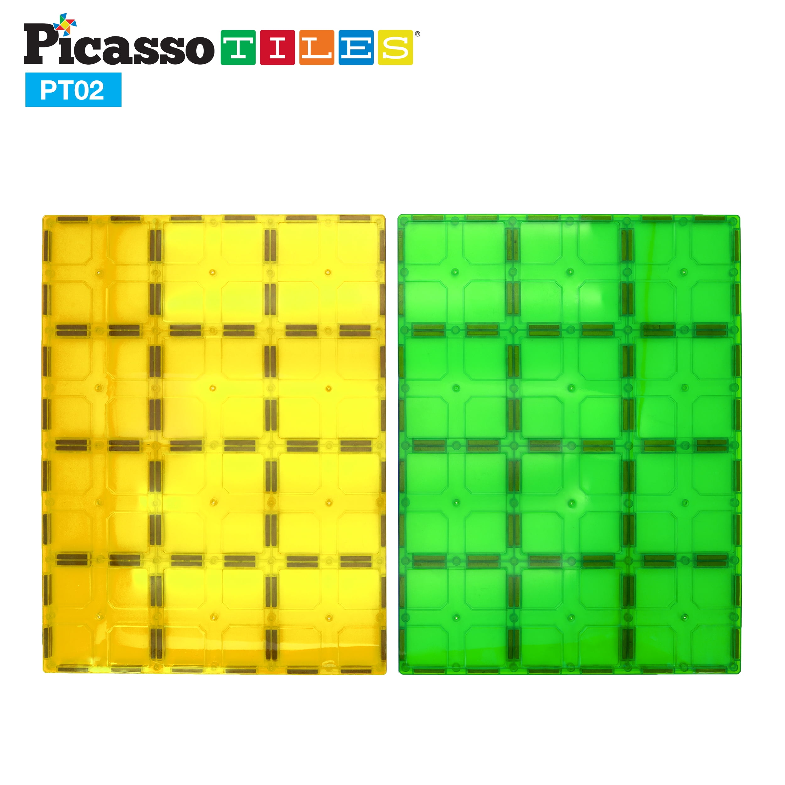 PicassoTiles Magnetic Tiles 2PCS X-Large Set, STEM Building Blocks for Kids, Educational Magnet Toys, Creative Learning Construction Playset