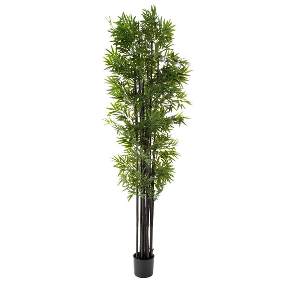 6" Artificial Bamboo Tree with Black Trunks and Realistic Leaves for Indoor Home Decor by Pure Garden
