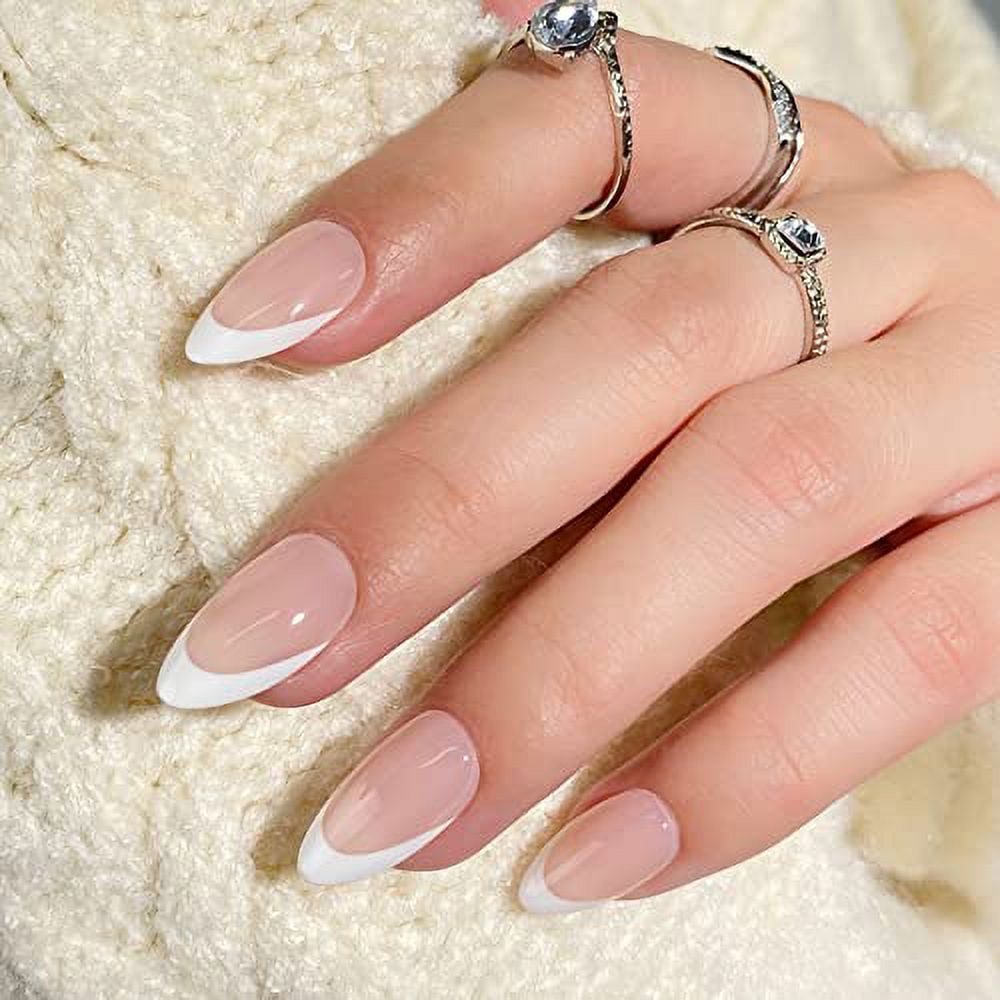 24 Piece Set Milky White Shell Clear French Nails – EveryMarket
