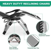 Slsy Outdoor Padded Zero Gravity Lounger, Black, Recliner with Cushion & Cup Holder, Supports 440lbs