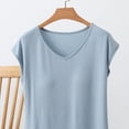 thumbnail image 5 of YHAJDS Womens Pajama Tops Solid V Neck Sleeveless Loose Casual Soft Summer Sleepwear Shirt Lounge Casual Top, 5 of 5