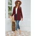 thumbnail image 3 of SHOWMALL Women's Cardigan with Pockets, V-Neck Ribbed Button Down, Burgundy XL Soft Cozy Brushed Knit Sweater, Work to Weekend, Spring/Fall/Winter Layering, 3 of 7