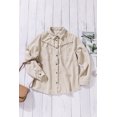 thumbnail image 1 of ABPHQTO Camisa De Mujer De Pana Con Remache Beige Abotonada Manga Larga Con Bolsillos, 1 of 5