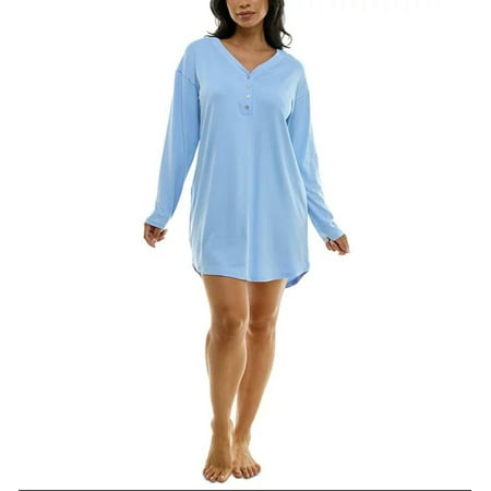 Roudelain Women's Cozy Luxe Henley Blue Sleep Dress XL