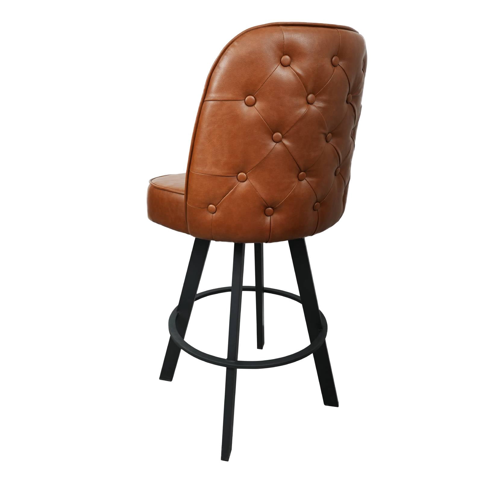 Swivel Bar Stools Set of 2 Counter Height Swivel Bar Stools with Backs, Faux Leather Tufted Barstools for Kitchen Island, Home Bar, Walnut