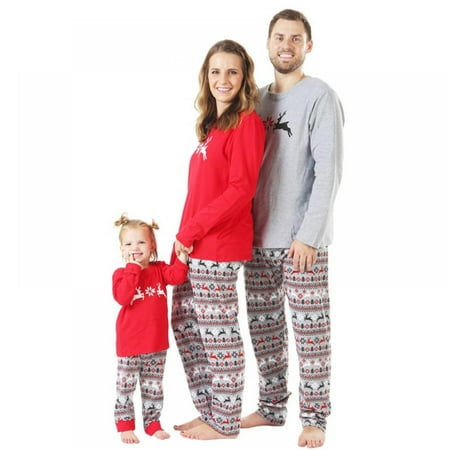 

Matching Family Pajamas Sets Christmas PJ s with Deer Long Sleeve Tee and Print Pants Loungewear