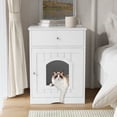 thumbnail image 2 of Jopath Cat Home Nightstand,Wooden Pet House Cat Litter Box Enclosure With Drawer, Side Table, Indoor Pet Crate,Kitty Sleep Durable,Easy To Clean White, 2 of 8