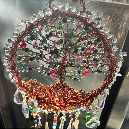 

Pre-Cut Stained Glass Tree of Life with Glass Gems Multiple Color Combinations Available