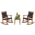 thumbnail image 1 of Patiojoy 3 PCS Patio Rattan Bistro Set Outdoor Rocking Chairs & Table Set Rustic Brown, 1 of 6