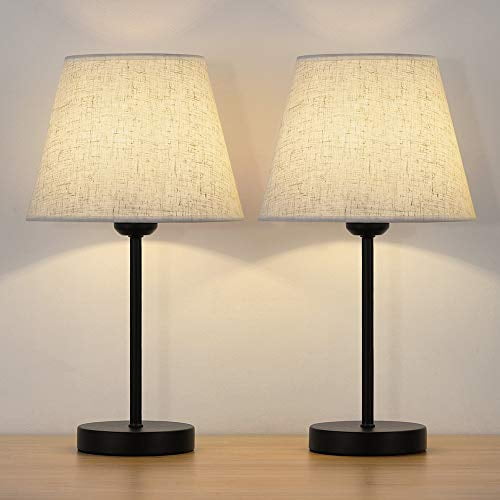 Linen Shade Modern Table Lamp, Small Bed Table Lamps