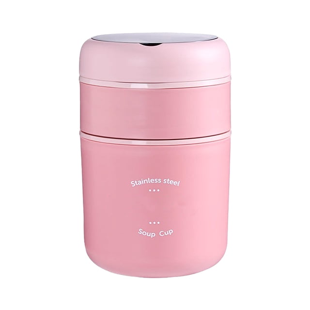 Billuyoard Fiambrera de acero inoxidable de 530ML, tarro térmico para alimentos de gran capacidad, contenedor aislado para sopa, fiambrera para Mostrada Rosado