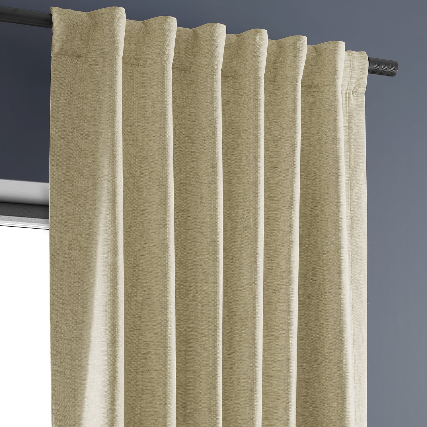 Half Price Drapes Candlelight Bellino Textured Faux Linen Room Darkening Curtains For Bedroom & Living Room Curtains(1 Panel), 50W X 84L