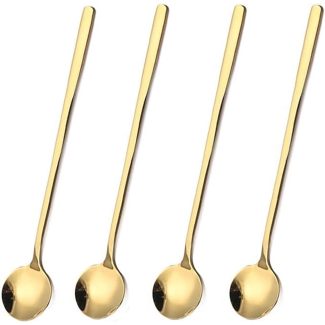 Cterwk - 4 cucharas de sopa con mango largo, de acero inoxidable, para arroz, para el hogar, la cocina y el restaurante, 5.9 pulgadas