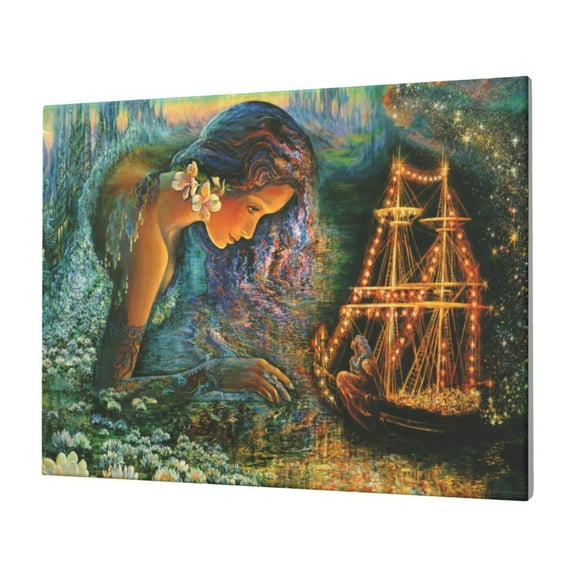 Wall Art The Sea Princess And The Fisherwoman Look At Each Other Picture Canvas Wall Art Print Paintings Modern Artwork For Living Room Wall Decor And Home Décor Framed Ready To Hang-12×16 In