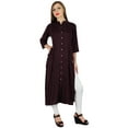 thumbnail image 4 of Bimba Women Rayon Straight Kurta Kurti 3/4 Sleeve Formal Blouse Summer Clothing, 4 of 8