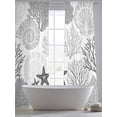 thumbnail image 5 of Grey Coastal Sheer Curtains 84 Inch Length 2 Panels Set, Ocean Coral Starfish Shell Modern Sea Voile Window Treatment Rod Pocket Curtains Sheers Drapes for Bedroom/Living Room/Kitchen 52"x84"x2, 5 of 7
