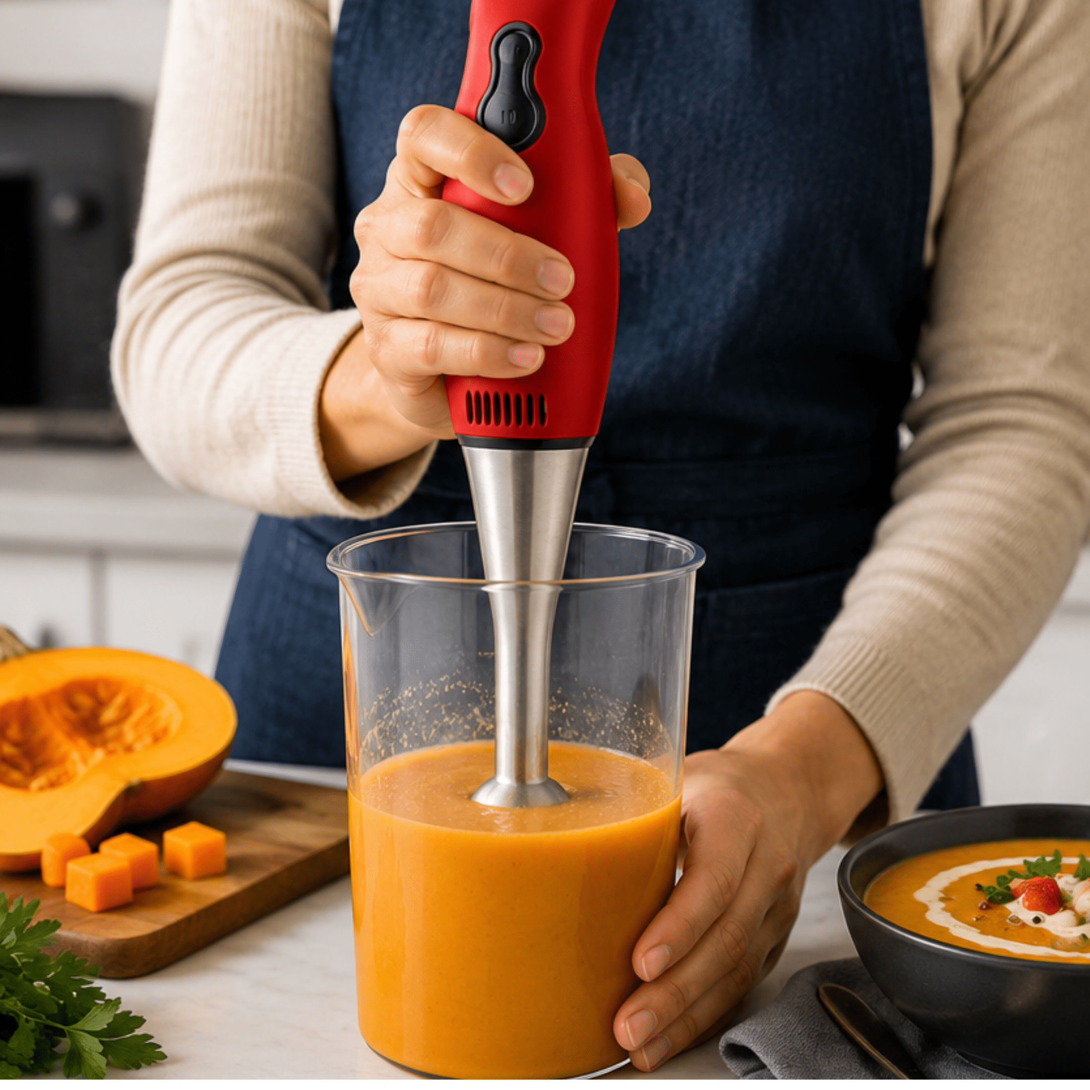 Courant 2-Speed Hand Blender with Stainless Steel Leg - Red