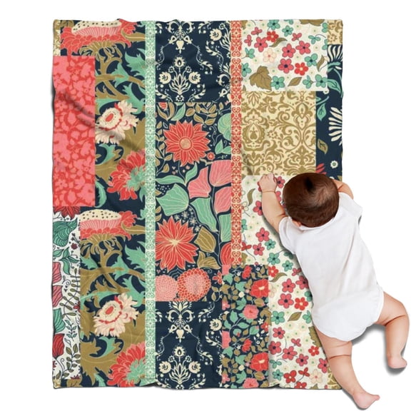 Pioneer Flower Floral Print Pattern Blanket,Comfortable Soft Flannel Throw Blanket,All Season,Warm Lightweight Blankets for Sofa Bed Couch Living Room Chair,30"x40"