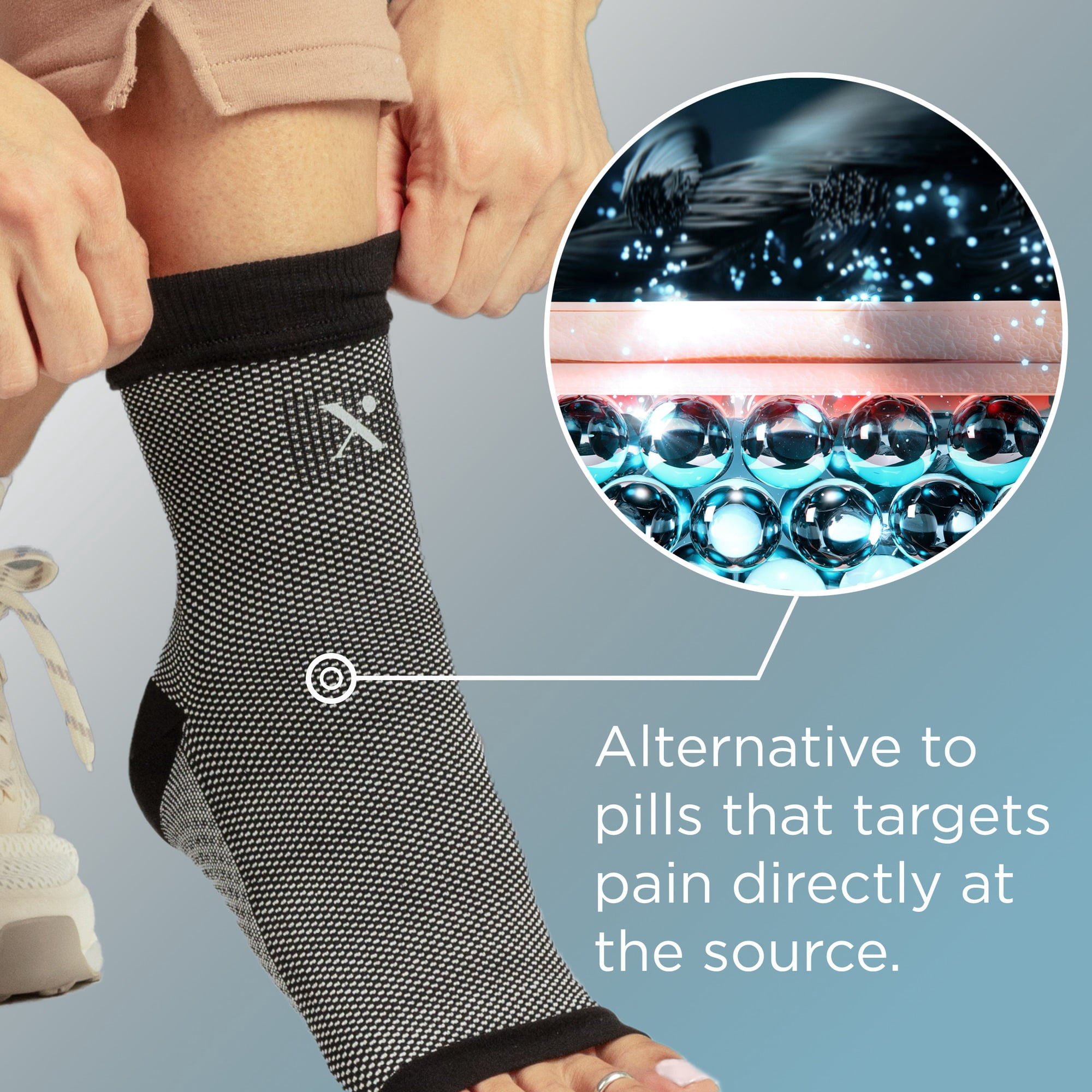 (3 pack) Nufabrx Pain Relieving Ankle Compression Sleeve for Men and Women