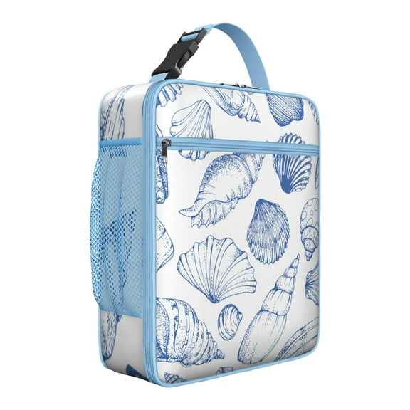 Under the Sea Insulated Lunch Box with Conch Shell, Ocean Life Reusable Lunch Bag for School, Office, , , Men, Women, Leakproof Compact Soft with Interior Pockets