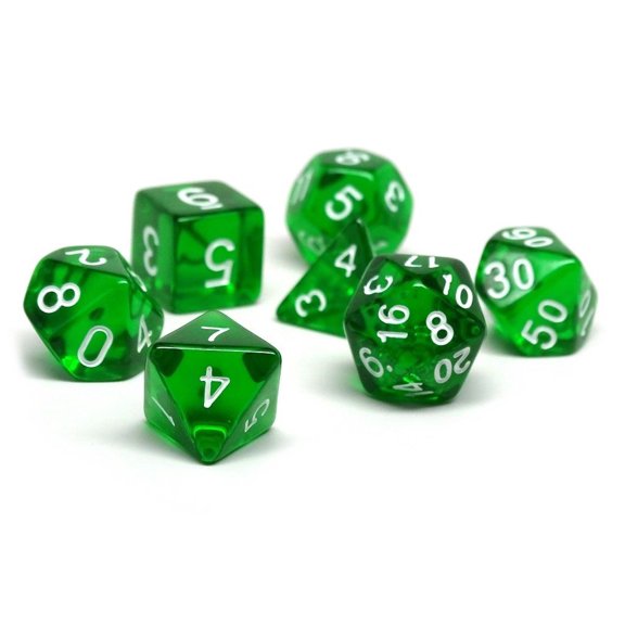 Emerald Green Translucent Dice - 7 Piece Set