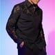 thumbnail image 4 of Blusa y camisa de manga larga con cuello vuelto para hombre, camisas elegantes de manga larga con cuello vuelto, botones, encaje y patchwork, blusa de poliéster para hombre, 4 of 6
