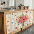 thumbnail image 6 of Spring Flowers Tier Curtains 36 Inch Length, Pastoral Daisy Leaves Country Botanical Beige Cafe Short Curtains for Bathroom Sink, Small Kitchen Curtain Light Filtering Drapes 2 Panels 27.5"Wx36"L, 6 of 8