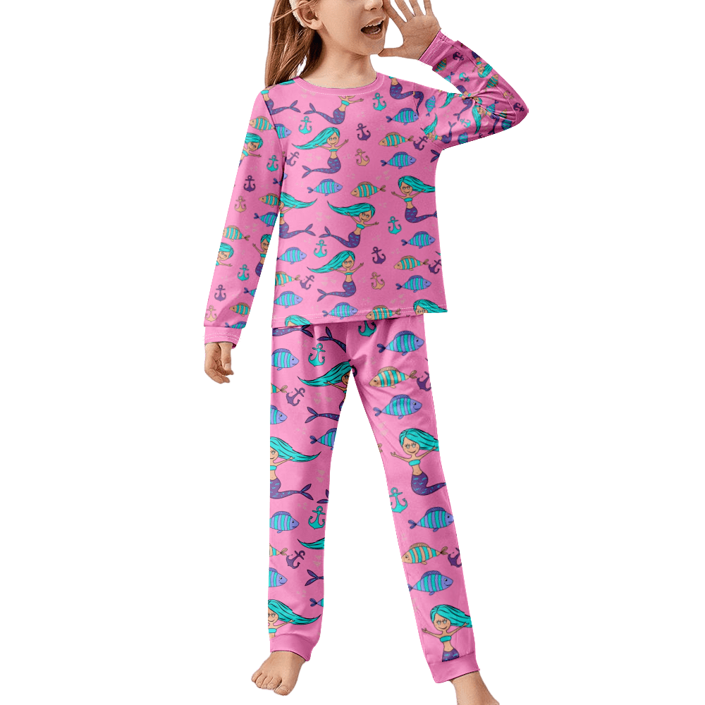 Kids Pajamas Set Mermaid Super Cool Practical Attractive Design Long