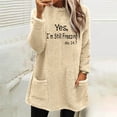 thumbnail image 2 of lcziwo Womens Fuzzy Fleece Sweatshirt Yes I'm Still Freezing Me 24:7 Letter Print Crewneck Sherpa Pullover Winter Warm Loungewear Tunic Tops with Colorblock Pockets Lightning Sales Khaki XL, 2 of 7