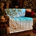 thumbnail image 3 of Tropical Beach Conch Shell Coastal, Peaceful Coastal Landscape Scene, Warm Flannel Blanket for Beach House and Living Room, Beach Lovers Housewarming Gift, Coastal Home Decor, 3 of 9