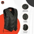 thumbnail image 4 of Daniel Smart XS to 5XL Women Black Leather Vest Classic V-Shaped Neck Front Snap Closure Motorcycle Vest, 4 of 7