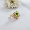 thumbnail image 4 of JEWELRYTREASURE 12x6 mm / 1.5 Ct Peridot Wedding Ring Set Opal Diamond Cluster Bridesmaid Jewelry for Women August Birthstone Art Deco Gift for Her, 4 of 7