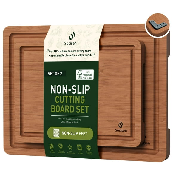Set de tablas de cortar Socisen con patas antideslizantes de bambú, 35 x 22 cm
