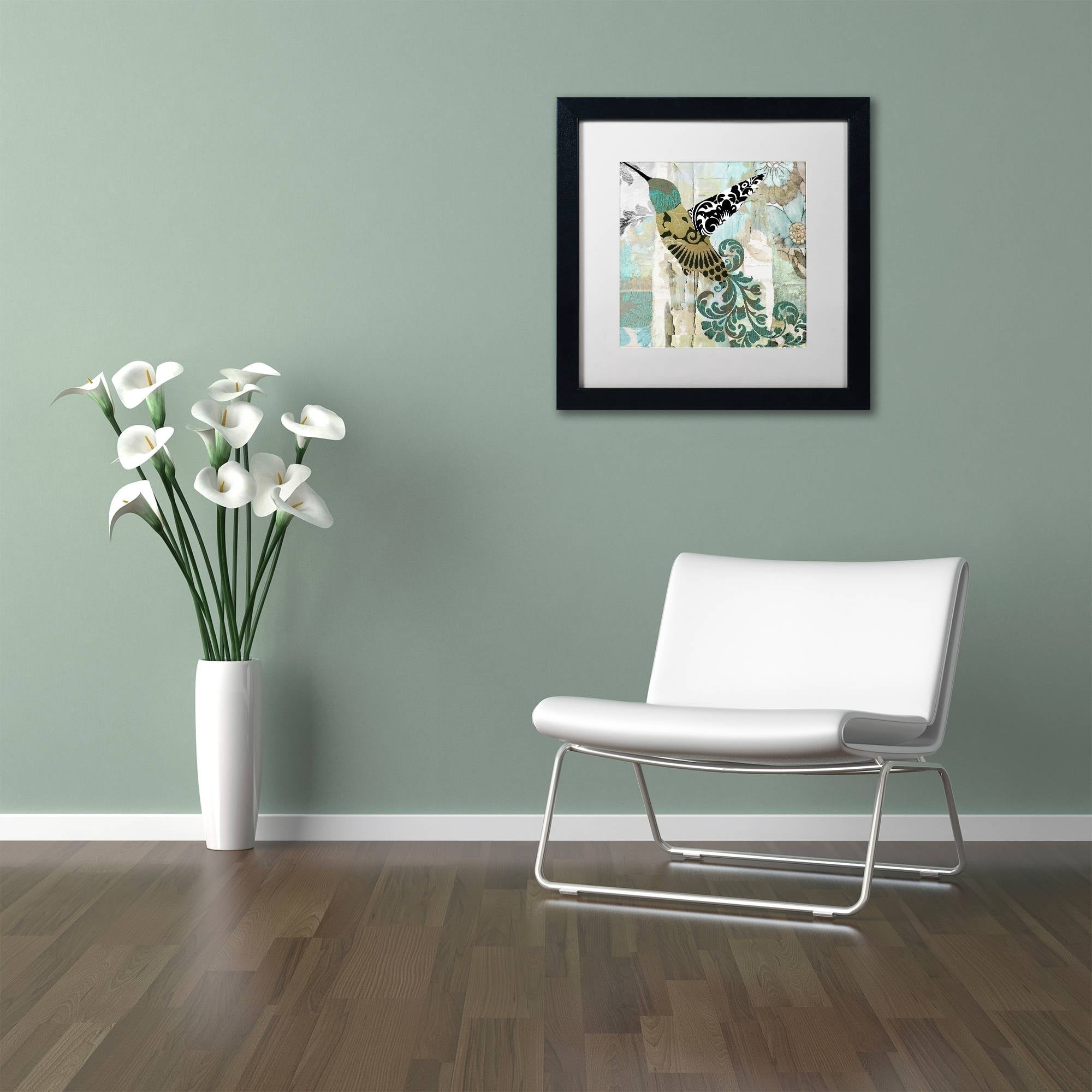 Trademark Fine Art "Hummingbird Batik II" Canvas Art by Color Bakery White Matte, Black Frame