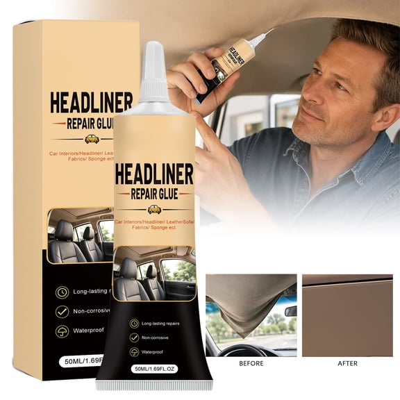 Headliner Repair Glue Car Roof Adhesive with Brush, 1.7 fl oz, Green, 5.8x1.8 Inch