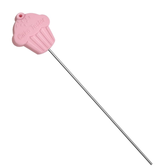 ZFSBZBS Stainless Steel Cake Tester Needles with Pink Silicone Grip Baking Tool for Cake Bread Muffin Testing Clean Biscuit Stirring Pin for Accurate Oven Doneness Check