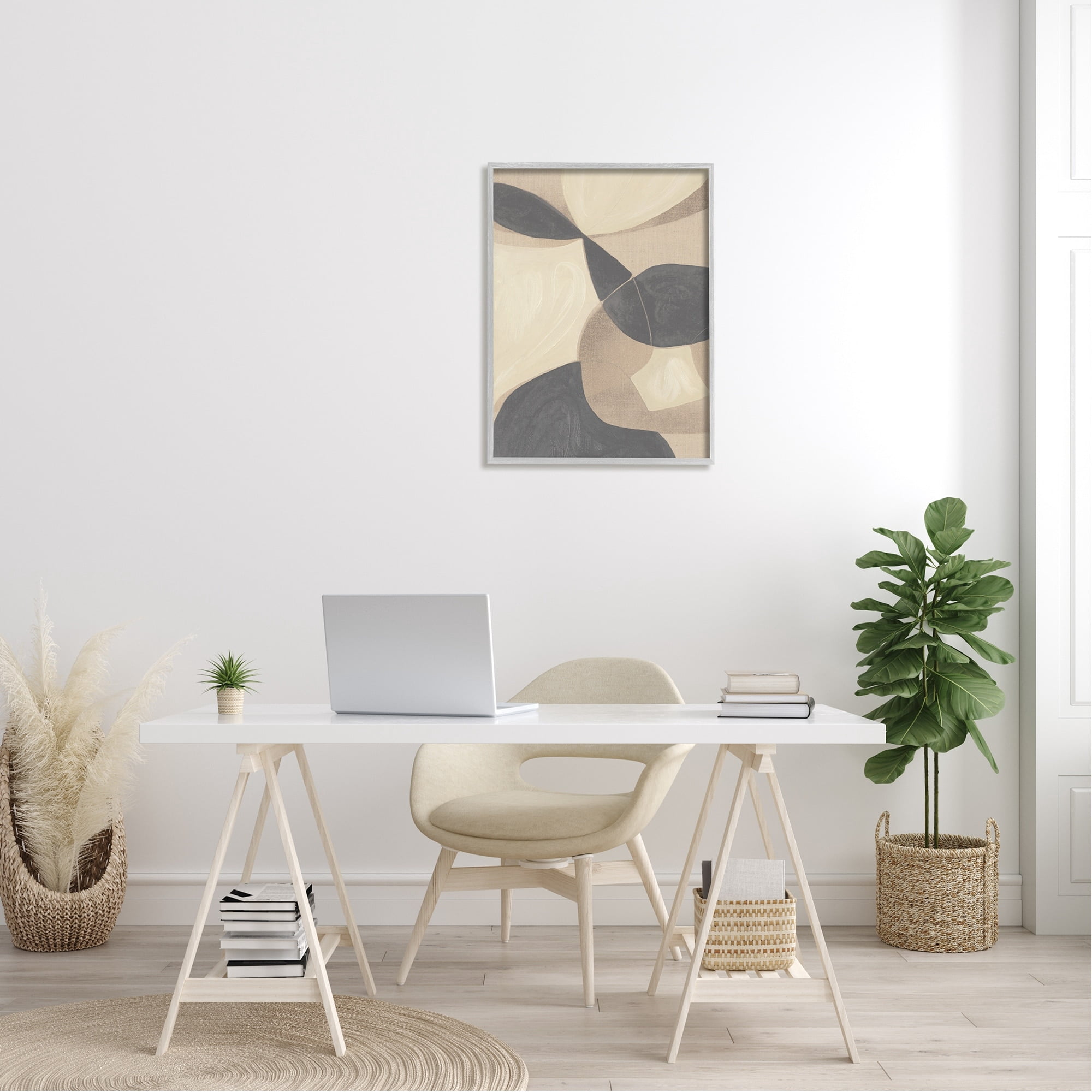Stupell Industries Modern Beige Boho Abstract Overlapping Shapes Framed Wall Art, 24 x 30, Design by Kippi Leonard