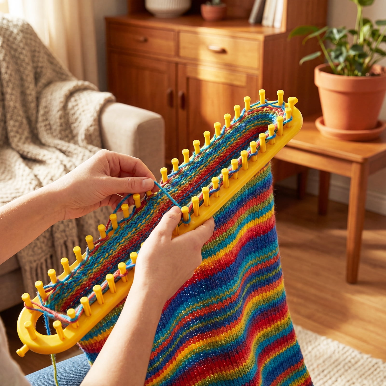 Toorise Knitting Frame Kit with Pompom Maker Round Knitting Frame for Hat Long for Blanket Scarf Shawl with Crochet Hook and Plastic Needle