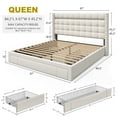 thumbnail image 3 of EnHomee Queen Size LED Bed Frame with 3 Storage Drawers Queen Platform Bed Frame Upholstered Bed Frame for Bedroom Beige, 3 of 9