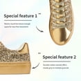 thumbnail image 4 of FOSDUO Women's Glitter Platform Sneakers Bling Thick Sole Rhinestone Sequin Lace-Up Non-Slip Breathable Casual Shoes for Wedding Party Daily Wear(Gold Glitter,US8), 4 of 7