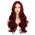 thumbnail image 4 of XIAQUJ Long Red Lace Front Wig for Women Middle Parts Long Wavy Human Hair Wig with Lace Front Wig Caps Wigs for Women 24inch, 4 of 9