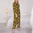thumbnail image 3 of Fuzoiu Vintage Plaid Sunflower Print Women's Long-Sleeved Pajama,Lounge Button Down Nightwear,Womens Notch Collar Pajama Set-Small, 3 of 7