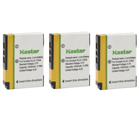 Kastar K7002 Battery 3-Pack Replacement for Kodak KLIC-7002 K7002 Battery Kodak EasyShare V530 EasyShare V603 EasyShare V530 Zoom EasyShare V603 Zoom Camera