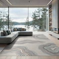 thumbnail image 2 of ODIKA 6'x9' Ivory Cream Sandstone Topographic Contour Washable Area Rug Modern Flowing Wavy Geometric Minimalist Topographical Map Artistic for Family Room, Living Mater Bedroom, Non-Slip, Easy Care, 2 of 7