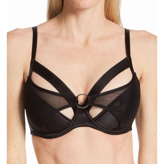 Women's Pour Moi 23800 Contradiction Obsessed Padded Half Bra (Black 32C)