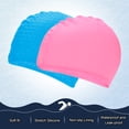 thumbnail image 4 of Uxcell 2-Pack Gorro de Natación de Silicona en Forma de Lágrima para Mujeres y Hombres, Sombrero de Natación Impermeable No Deslizante Duradero [Azul Lago y Rosa], 4 of 6