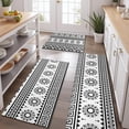 thumbnail image 2 of Black and White Geometric Boho Pattern Kitchen Rugs Sets Of 3,Kitchen Runner Rugs Non Skid Washable,Decorative Kitchen Floor Mats for Kitchen,Sink,Laundry,17"x30"+ 17"x47" + 17"x59", 2 of 6