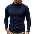 thumbnail image 2 of LNZGNM Men's Base Layer Tops Long Sleeve Mock Neck Slim Fit Thermal Cozy Everyday Shirt Cool Weather Comfort,Navy(M), 2 of 6
